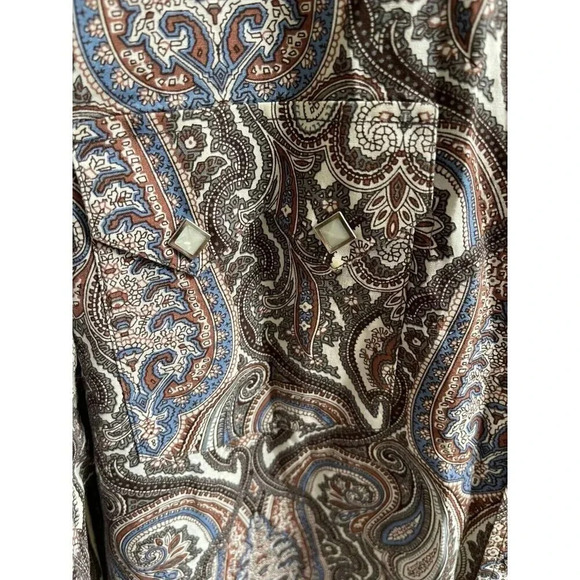 Panhandle Men's Polo Button Down XXL 100% Cotton Bohemian Long Sleeve paisley - Picture 4 of 13